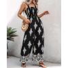 imageCHICME Womens Casual Loose Overalls Jumpsuits Floral One Piece Square Neck Shirred Pants with PocketsAblack