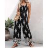 imageCHICME Womens Casual Loose Overalls Jumpsuits Floral One Piece Square Neck Shirred Pants with PocketsAblack