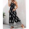 imageCHICME Womens Casual Loose Overalls Jumpsuits Floral One Piece Square Neck Shirred Pants with PocketsAblack
