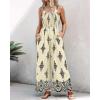 imageCHICME Womens Casual Loose Overalls Jumpsuits Floral One Piece Square Neck Shirred Pants with PocketsBapricot