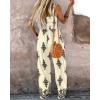 imageCHICME Womens Casual Loose Overalls Jumpsuits Floral One Piece Square Neck Shirred Pants with PocketsBapricot