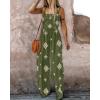 imageCHICME Womens Casual Loose Overalls Jumpsuits Floral One Piece Square Neck Shirred Pants with PocketsEmbroideryarmy Green