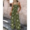 imageCHICME Womens Casual Loose Overalls Jumpsuits Floral One Piece Square Neck Shirred Pants with PocketsEmbroideryarmy Green