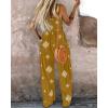 imageCHICME Womens Casual Loose Overalls Jumpsuits Floral One Piece Square Neck Shirred Pants with PocketsEmbroiderydark Yellow