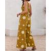 imageCHICME Womens Casual Loose Overalls Jumpsuits Floral One Piece Square Neck Shirred Pants with PocketsEmbroiderydark Yellow