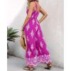 imageCHICME Womens Casual Loose Overalls Jumpsuits Floral One Piece Square Neck Shirred Pants with PocketsHot Pink