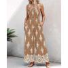 imageCHICME Womens Casual Loose Overalls Jumpsuits Floral One Piece Square Neck Shirred Pants with PocketsKhaki