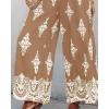 imageCHICME Womens Casual Loose Overalls Jumpsuits Floral One Piece Square Neck Shirred Pants with PocketsKhaki