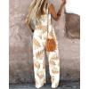 imageCHICME Womens Casual Loose Overalls Jumpsuits Floral One Piece Square Neck Shirred Pants with PocketsWhite