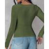 imageCHICME Womens Fall Long Sleeve Square Neck 2025 T Shirts with Builtin Shelf Bra Ribbed Knit Slim Fit Casual Basic TopsArmy Green