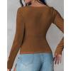 imageCHICME Womens Fall Long Sleeve Square Neck 2025 T Shirts with Builtin Shelf Bra Ribbed Knit Slim Fit Casual Basic TopsCoffee