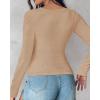 imageCHICME Womens Fall Long Sleeve Square Neck 2025 T Shirts with Builtin Shelf Bra Ribbed Knit Slim Fit Casual Basic TopsKhaki
