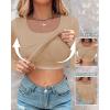 imageCHICME Womens Fall Long Sleeve Square Neck 2025 T Shirts with Builtin Shelf Bra Ribbed Knit Slim Fit Casual Basic TopsKhaki