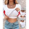 imageCHICME Womens Fall Long Sleeve Square Neck 2025 T Shirts with Builtin Shelf Bra Ribbed Knit Slim Fit Casual Basic TopsWhite