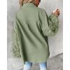 imageCHICME Womens Jacket 2025 Sequin Patchwork Long Sleeve Jacket Top Button Front Oversized Denim ShacketCarmy Green