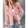 imageCHICME Womens Jacket 2025 Sequin Patchwork Long Sleeve Jacket Top Button Front Oversized Denim ShacketEpink