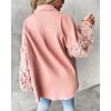 imageCHICME Womens Jacket 2025 Sequin Patchwork Long Sleeve Jacket Top Button Front Oversized Denim ShacketEpink