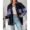 imageCHICME Womens Jacket 2025 Sequin Patchwork Long Sleeve Jacket Top Button Front Oversized Denim ShacketMulticolor