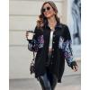 imageCHICME Womens Jacket 2025 Sequin Patchwork Long Sleeve Jacket Top Button Front Oversized Denim ShacketMulticolor