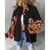 imageCHICME Womens Jacket 2025 Sequin Patchwork Long Sleeve Jacket Top Button Front Oversized Denim ShacketOrange