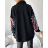 imageCHICME Womens Jacket 2025 Sequin Patchwork Long Sleeve Jacket Top Button Front Oversized Denim ShacketOrange