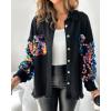 imageCHICME Womens Jacket 2025 Sequin Patchwork Long Sleeve Jacket Top Button Front Oversized Denim ShacketOrange