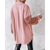 imageCHICME Womens Jacket 2025 Sequin Patchwork Long Sleeve Jacket Top Button Front Oversized Denim ShacketPink