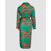 imageCHICME Womens Long Sleeve Midi Dress 2025 Casual Wrap Tied Detail Shirt Dresses Floral Print Fall Boho Long DressGreen