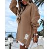 imageCHICME Womens Long Sleeve Zipper Slit Oversized Sweatshirt 2025 Casual Pullover Zipper HoodiesBrown