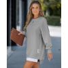 imageCHICME Womens Long Sleeve Zipper Slit Oversized Sweatshirt 2025 Casual Pullover Zipper HoodiesGray