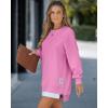 imageCHICME Womens Long Sleeve Zipper Slit Oversized Sweatshirt 2025 Casual Pullover Zipper HoodiesPink