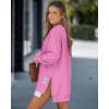 imageCHICME Womens Long Sleeve Zipper Slit Oversized Sweatshirt 2025 Casual Pullover Zipper HoodiesPink