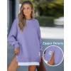 imageCHICME Womens Long Sleeve Zipper Slit Oversized Sweatshirt 2025 Casual Pullover Zipper HoodiesPurple