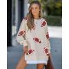 imageCHICME Womens Long Sleeve Zipper Slit Oversized Sweatshirt 2025 Casual Pullover Zipper HoodiesSequin Rugby Apricot