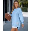 imageCHICME Womens Long Sleeve Zipper Slit Oversized Sweatshirt 2025 Casual Pullover Zipper HoodiesSky Blue