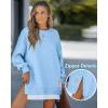imageCHICME Womens Long Sleeve Zipper Slit Oversized Sweatshirt 2025 Casual Pullover Zipper HoodiesSky Blue
