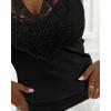 imageCHICME Womens Slim Fit Tank Tops Casual Wear Lace Trimmed Sleeveless Shirt Stretchy Camisoles TShirtBlack
