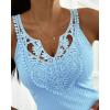 imageCHICME Womens Slim Fit Tank Tops Casual Wear Lace Trimmed Sleeveless Shirt Stretchy Camisoles TShirtBlue
