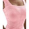 imageCHICME Womens Square Neck Sleevless Wide Strap Flower Lettuce Trim Crop Tank Tops Cute Slim Fit Summer TopB2pcs pinkblue