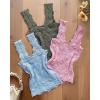 imageCHICME Womens Square Neck Sleevless Wide Strap Flower Lettuce Trim Crop Tank Tops Cute Slim Fit Summer TopR3pcs pinkgreenblue