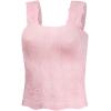 imageCHICME Womens Square Neck Sleevless Wide Strap Flower Lettuce Trim Crop Tank Tops Cute Slim Fit Summer TopS3pcs pinkblackkhaki