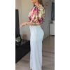 imageCHICME Womens Summer 2 Piece Outfit 2025 Bell Sleeves Floral Blouse with High Waist Pants Set Party OutfitsYellow