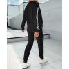imageCHICME Womens Three Piece Outfits Striped Tape Patch Tank Tops Bomber Jacket with Sporty Pants Tracksuit Lounge SetsBlack
