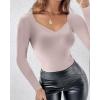 imageCHICME Womens Tummy Control Shapewear Tops Sweetheart Neck Long Sleeve Top Slimming Body Shaper Compression Shirt for WomenChampagne