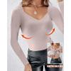 imageCHICME Womens Tummy Control Shapewear Tops Sweetheart Neck Long Sleeve Top Slimming Body Shaper Compression Shirt for WomenChampagne