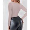 imageCHICME Womens Tummy Control Shapewear Tops Sweetheart Neck Long Sleeve Top Slimming Body Shaper Compression Shirt for WomenChampagne