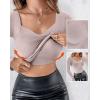 imageCHICME Womens Tummy Control Shapewear Tops Sweetheart Neck Long Sleeve Top Slimming Body Shaper Compression Shirt for WomenChampagne