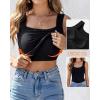 imageCHICME Womens U Neck Shapewear Builtin Bra Tank High Strechy Sleeveless Slim Fit Tops Camisole Workout TopsA Black