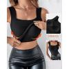 imageCHICME Womens U Neck Shapewear Builtin Bra Tank High Strechy Sleeveless Slim Fit Tops Camisole Workout TopsBlackblack