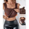 imageCHICME Womens U Neck Shapewear Builtin Bra Tank High Strechy Sleeveless Slim Fit Tops Camisole Workout TopsBlackcoffee